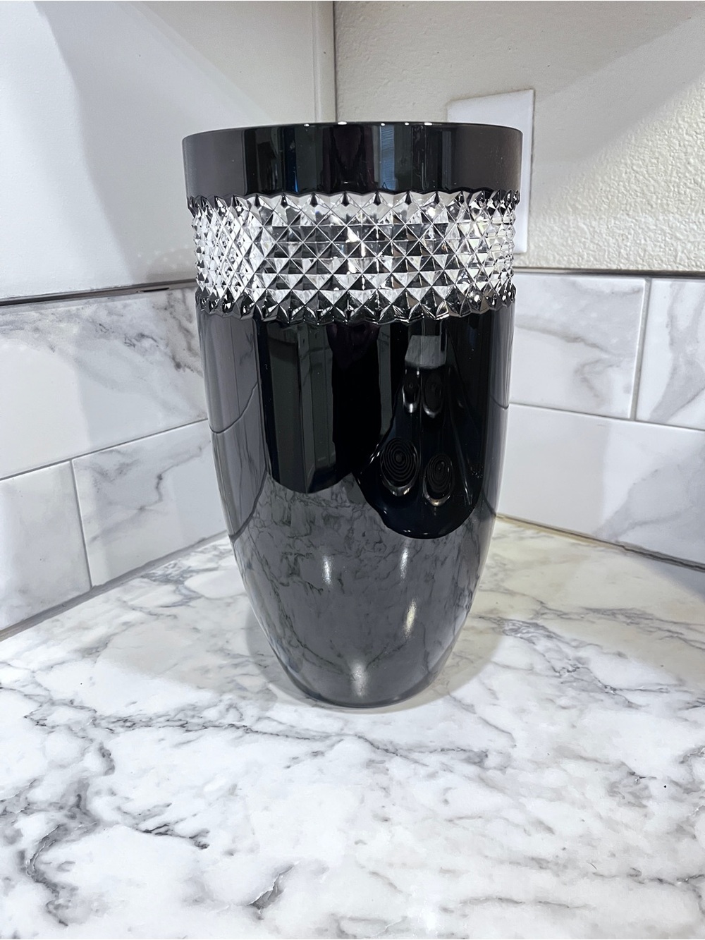 Waterford Crystal Black Cut To Clear 12” Vase By John Rocha